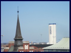 Malmö skyline from the Central station's garage 34 - Slagthuset and Cementa silo